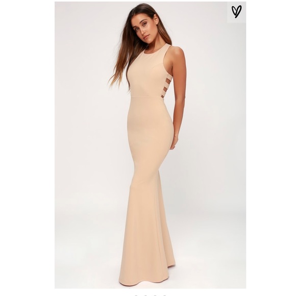 Lulus Dresses & Skirts - NUDE BACKLESS MAXI DRESS